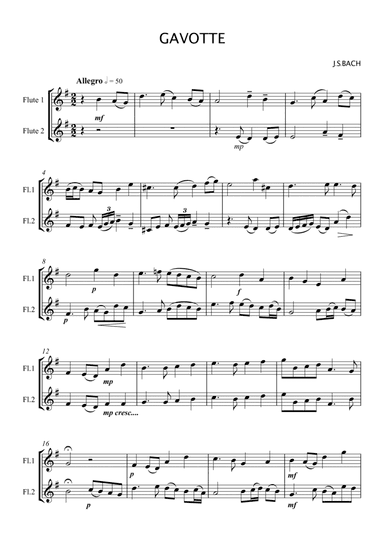Gavotte by J.S.BACH Flute Duet
