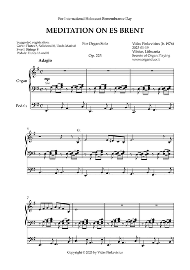 Meditation on Es brent, Op. 223 (Organ Solo) by Vidas Pinkevicius