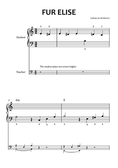 Fur Elise, Easy Piano with Accompaniment