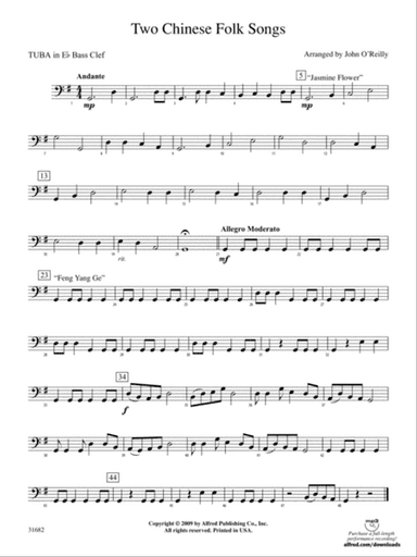 Two Chinese Folk Songs: (wp) E-flat Tuba B.C.