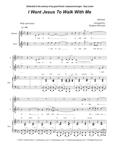 I Want Jesus To Walk With Me (2-part choir - (Soprano and Tenor)