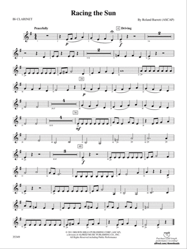 Racing the Sun: 1st B-flat Clarinet