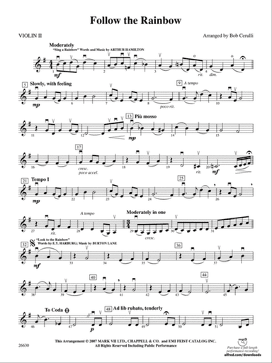 Follow the Rainbow: 2nd Violin