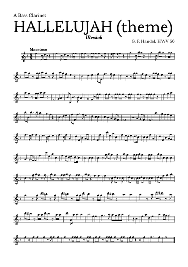 Aleluia (HALLELUJAH), of the Messiah - for A Bass Clarinet and accompaniment