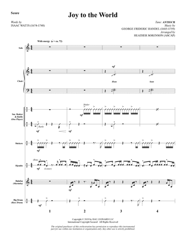 Joy to the World (arr. Heather Sorenson) - Full Score