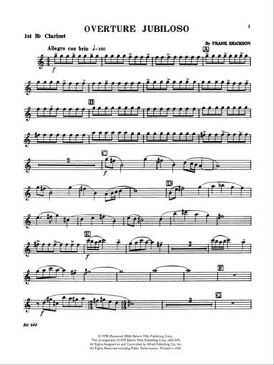 Overture Jubiloso: 1st B-flat Clarinet
