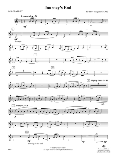 Journey's End: 1st B-flat Clarinet