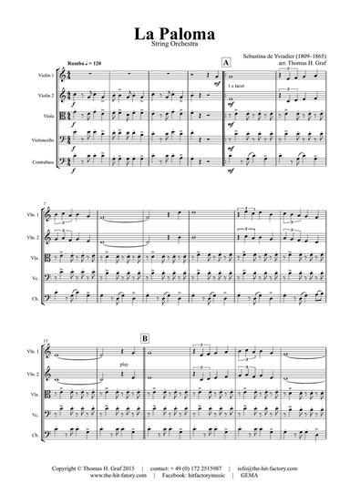La Paloma - Spanish Habanera - String Orchestra