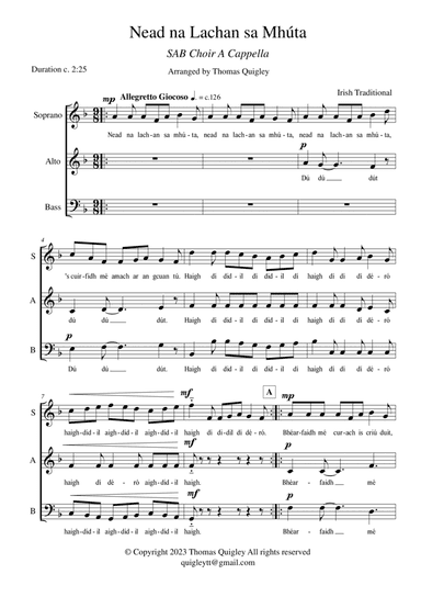Nead na Lachan sa Mhúta (SAB a cappella)