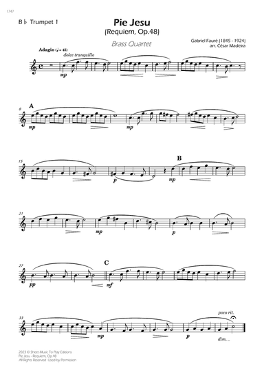 Pie Jesu (Requiem, Op.48) - Brass Quartet (Individual Parts)