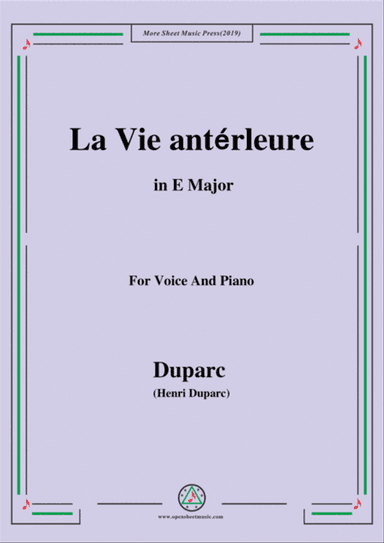 Duparc-La Vie antérleure in E Major