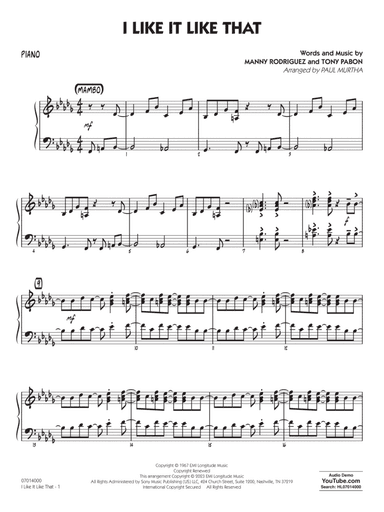 I Like It Like That (arr. Paul Murtha) - Piano