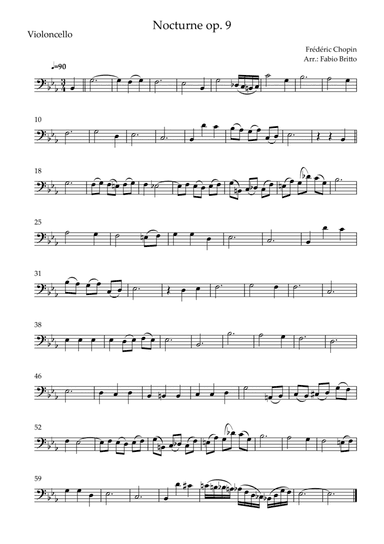 Nocturne Op.9 No. 2 (Frédéric Chopin) for Cello Solo