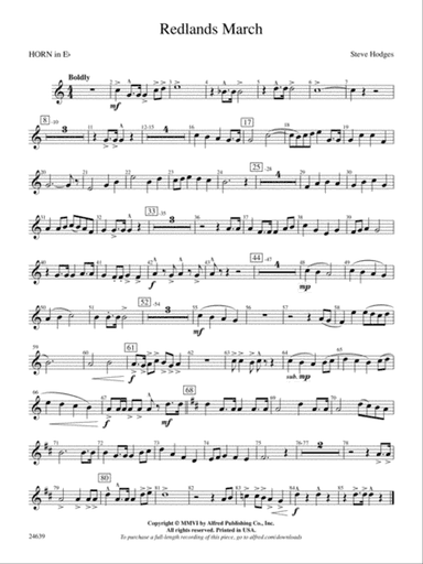 Redlands March: (wp) 1st Horn in E-flat