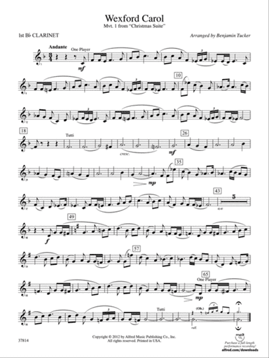 Wexford Carol: 1st B-flat Clarinet