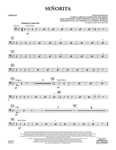 Señorita (arr. Michael Brown) - Timpani