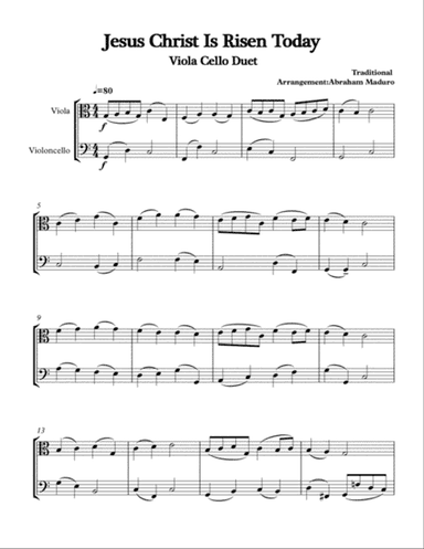 Jesus Christ Is Risen Today Viola and Cello Duet