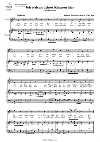 Ich steh an deiner Krippen hier, BWV 469 (Original key. C minor)