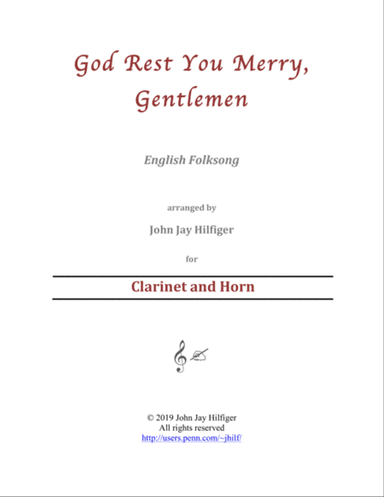 God Rest You Merry, Gentlemen for Clarinet and Horn