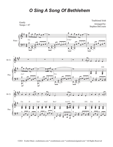 O Sing A Song Of Bethlehem (Bb-Clarinet solo and Piano)