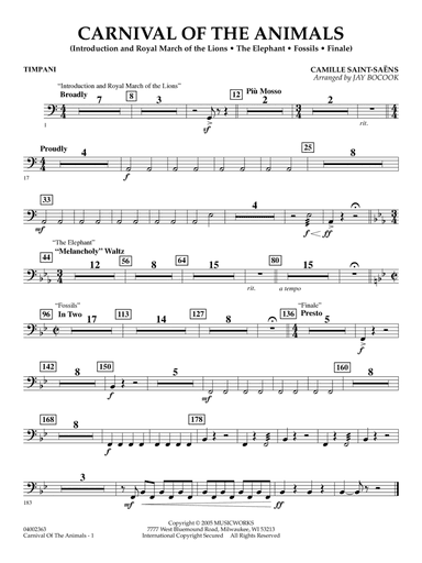 Carnival of the Animals (arr. Jay Bocook) - Timpani