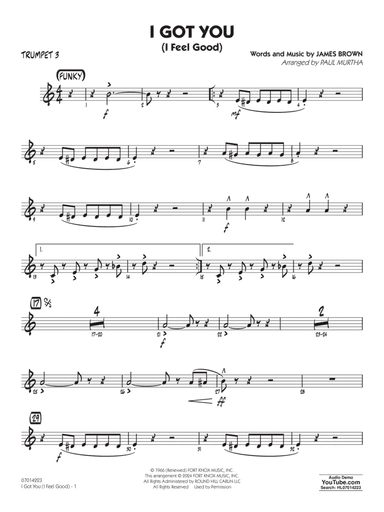 I Got You (I Feel Good) (arr. Paul Murtha) - Trumpet 3