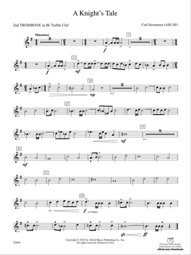 A Knight's Tale: (wp) 2nd B-flat Trombone T.C.