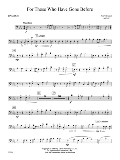 For Those Who Have Gone Before: Bassoon