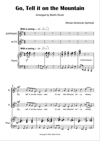 Go, Tell it on the Mountain - Two part Choir - SA