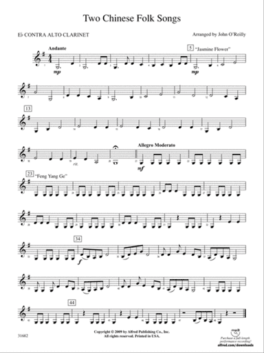 Two Chinese Folk Songs: (wp) E-flat Contrabass Clarinet