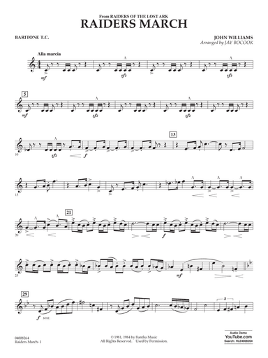 Raiders March (from Raiders Of The Lost Ark) (arr. Jay Bocook) - Baritone T.C.