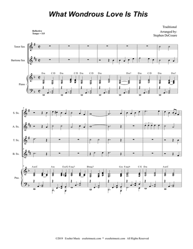 What Wondrous Love Is This (for Saxophone Quartet and Piano)