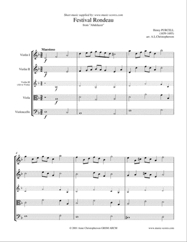 Festival Rondeau from Abdelazer - String Quartet