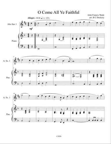 O Come All Ye Faithful (alto sax solo) with optional piano accompaniment