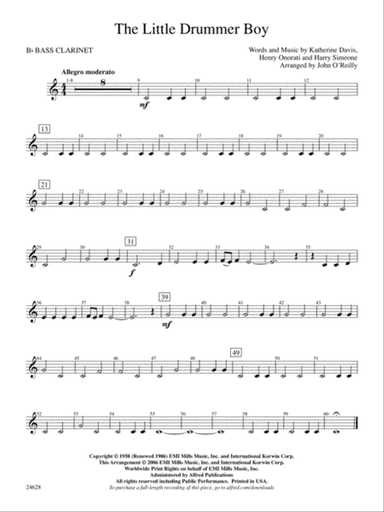 The Little Drummer Boy: B-flat Bass Clarinet