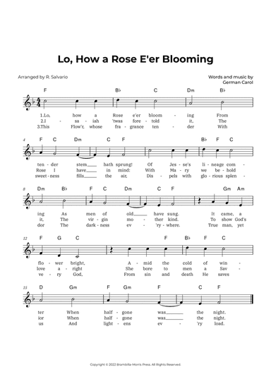 Lo, How a Rose E'er Blooming (Key of F Major)