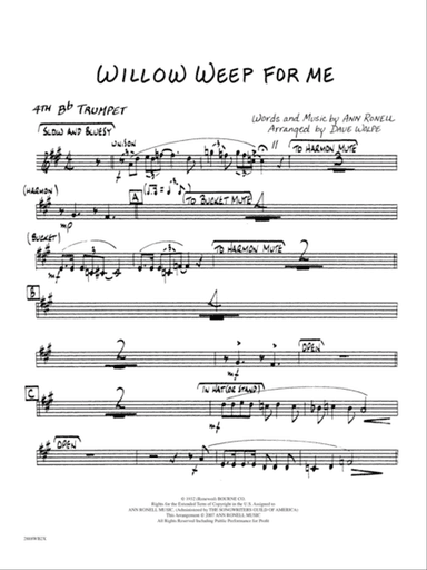 Willow Weep for Me: 4th B-flat Trumpet