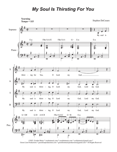 My Soul Is Thirsting For You (Vocal Quartet - (SATB)
