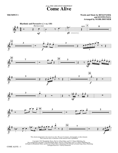 Come Alive (from The Greatest Showman) (arr. Mark Brymer) - Trumpet 1