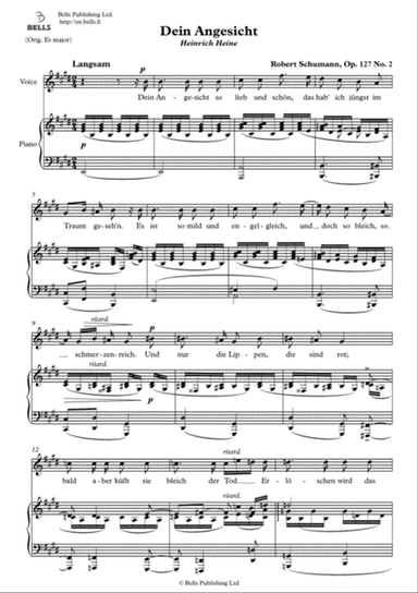 Dein Angesicht, Op. 127 No. 2 (E Major)