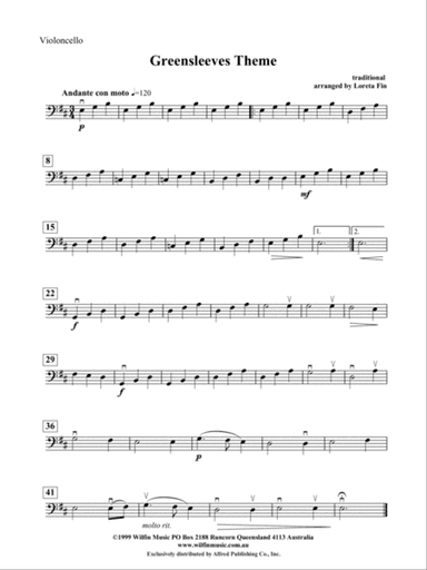 Greensleeves Theme: Cello