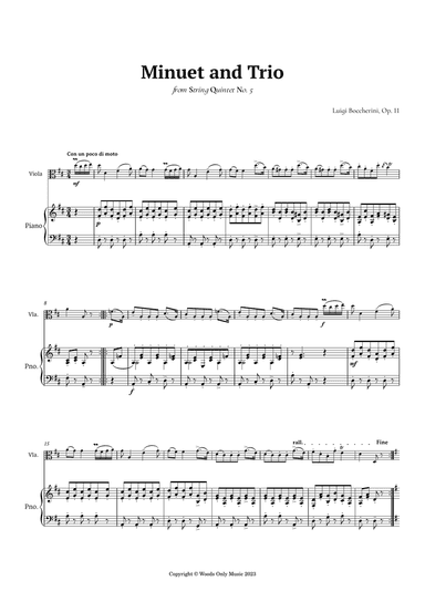Minuet by Boccherini for Viola and Piano