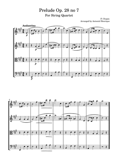 Prelude Op. 28 no 7 for quartet string