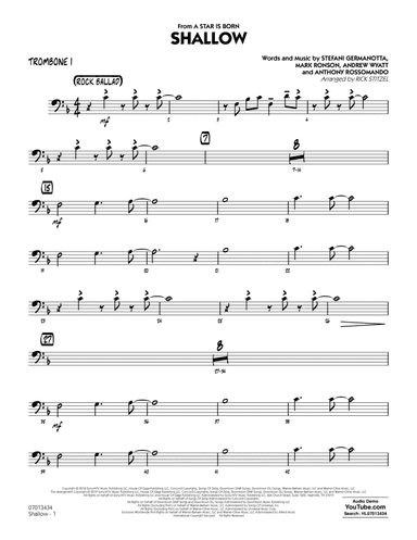 Shallow (from A Star Is Born) (arr. Rick Stitzel) - Trombone 1