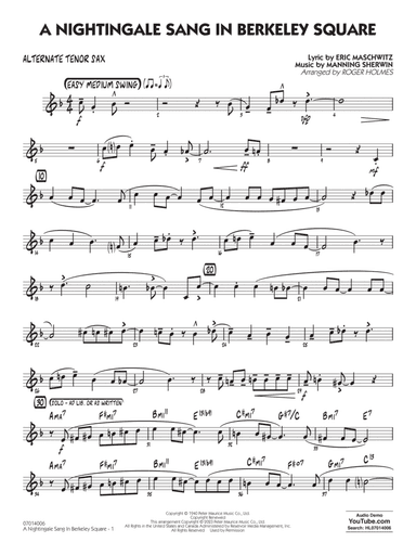 A Nightingale Sang In Berkeley Square (arr. Roger Holmes) - Alternate Tenor Sax
