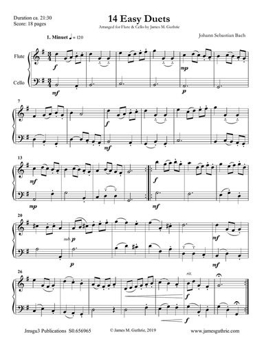 Bach: 14 Easy Duets for Flute & Cello