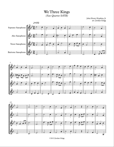 We Three Kings (Sax Quartet SATB)