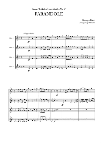 Farandole from "L'Arlesienne Suite No. 2" for Flute Quartet