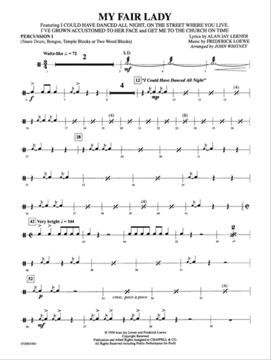 My Fair Lady (Medley): 1st Percussion