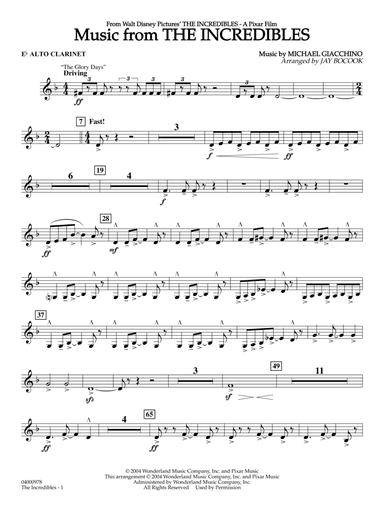 Music from The Incredibles (arr. Jay Bocook) - Eb Alto Clarinet